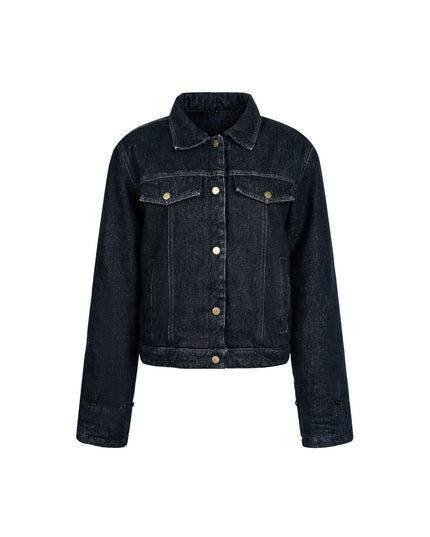 TALKLESSFASHION Cropped Biker Denim Jacket