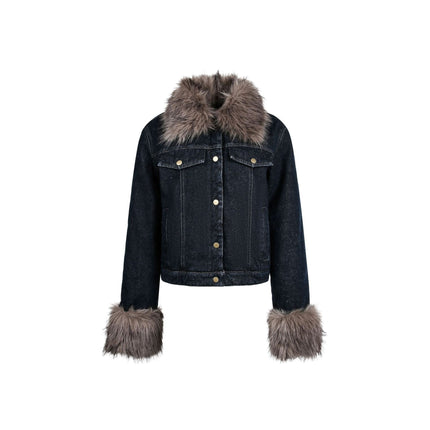 TALKLESSFASHION Cropped Biker Denim Jacket