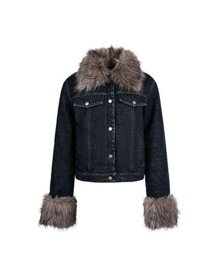TALKLESSFASHION Cropped Biker Denim Jacket