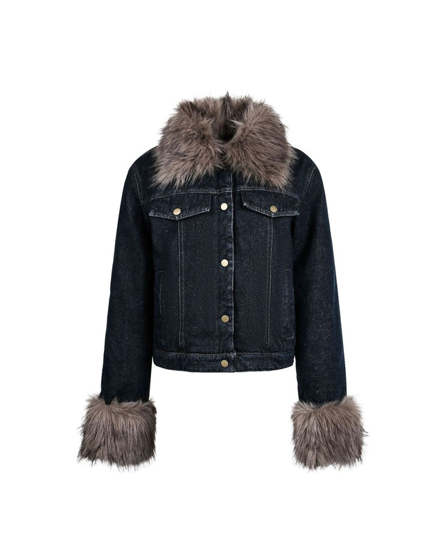 TALKLESSFASHION Cropped Biker Denim Jacket