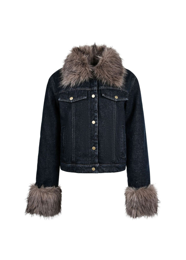 TALKLESSFASHION Cropped Biker Denim Jacket