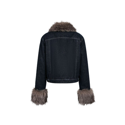 TALKLESSFASHION Cropped Biker Denim Jacket