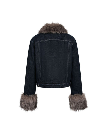 TALKLESSFASHION Cropped Biker Denim Jacket