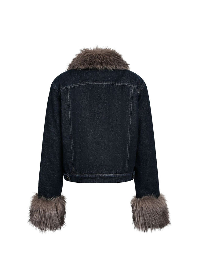 TALKLESSFASHION Cropped Biker Denim Jacket