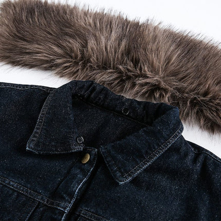TALKLESSFASHION Cropped Biker Denim Jacket