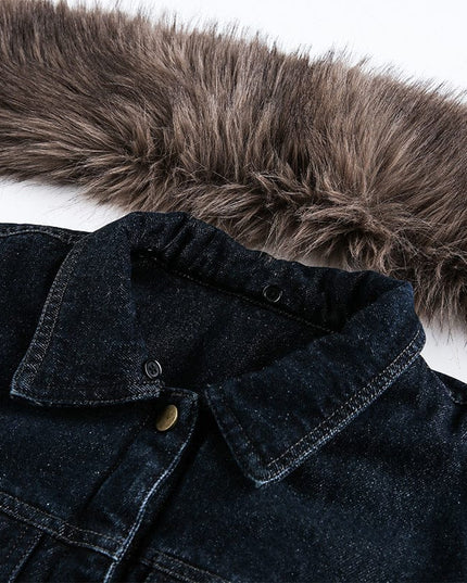 TALKLESSFASHION Cropped Biker Denim Jacket