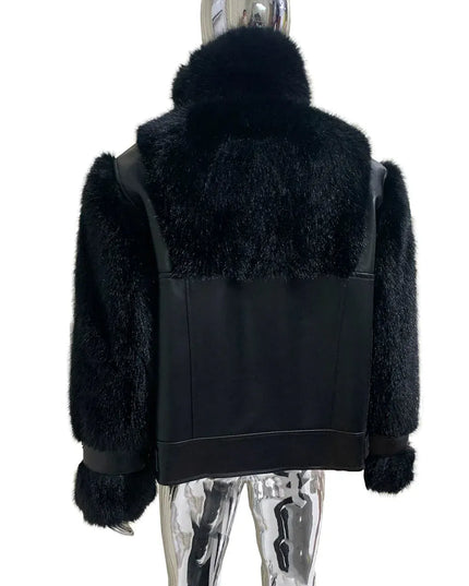TALKLESSFASHION Cropped Color Block Padded Jacket