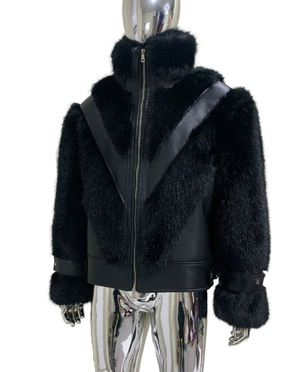 TALKLESSFASHION Cropped Color Block Padded Jacket