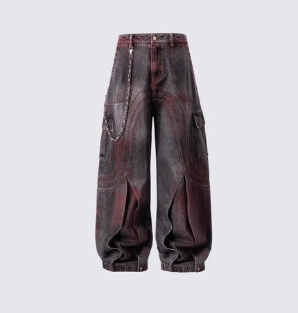 THETLSTUDIO Cross-border European and American high street vibe pants, jeans, American straight stitching, splashed ink, slightly flared trousers, men's one-piece delivery
