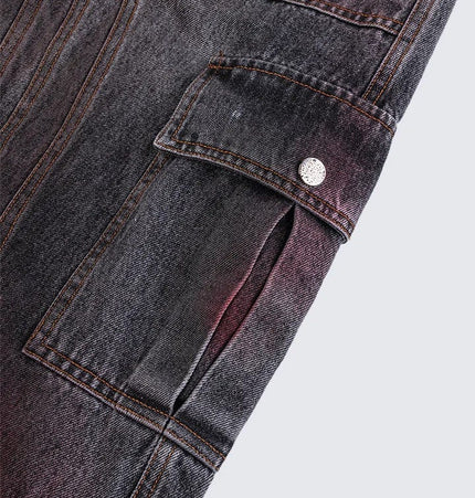 THETLSTUDIO Cross-border European and American high street vibe pants, jeans, American straight stitching, splashed ink, slightly flared trousers, men's one-piece delivery