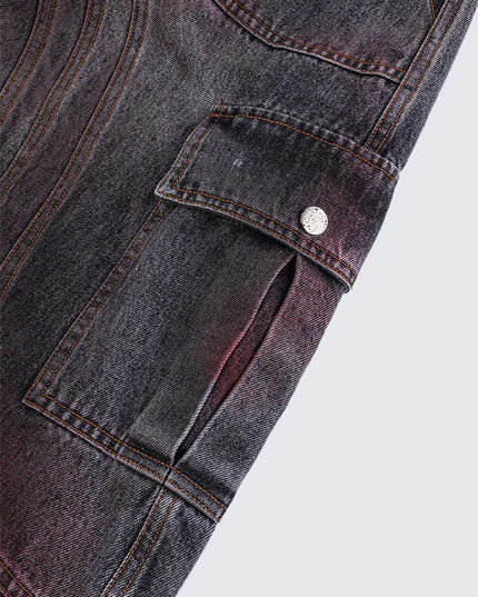 TALKLESSFASHION Cross-border European and American high street vibe pants, jeans, American straight stitching, splashed ink, slightly flared trousers, men's one-piece delivery