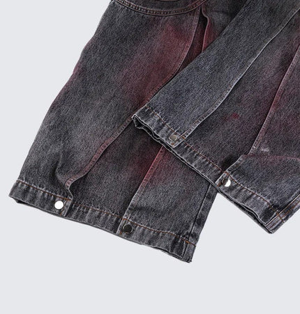 THETLSTUDIO Cross-border European and American high street vibe pants, jeans, American straight stitching, splashed ink, slightly flared trousers, men's one-piece delivery