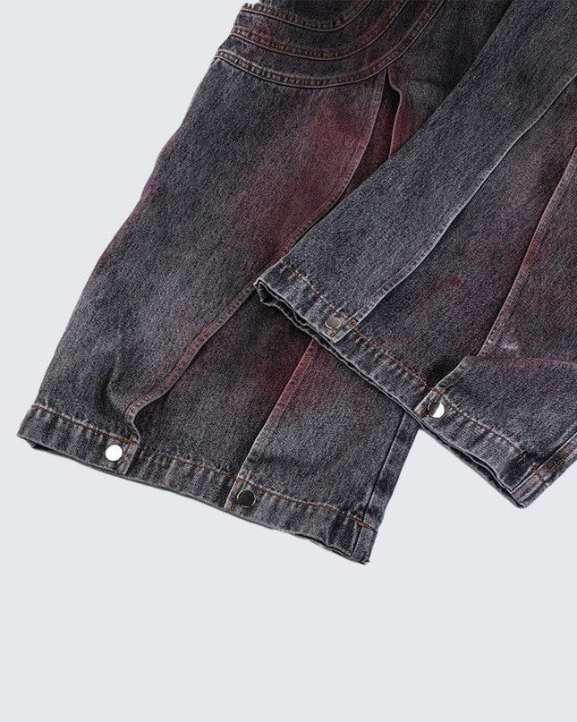 TALKLESSFASHION Cross-border European and American high street vibe pants, jeans, American straight stitching, splashed ink, slightly flared trousers, men's one-piece delivery