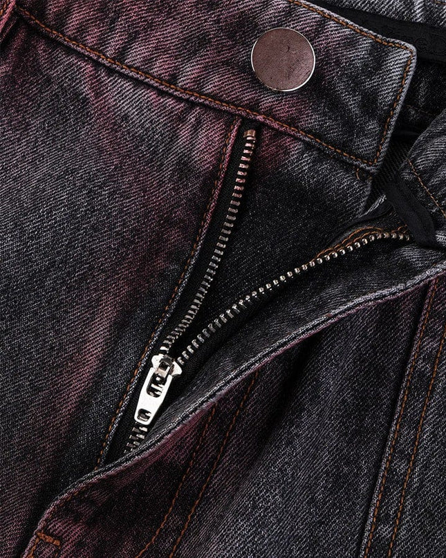 TALKLESSFASHION Cross-border European and American high street vibe pants, jeans, American straight stitching, splashed ink, slightly flared trousers, men's one-piece delivery