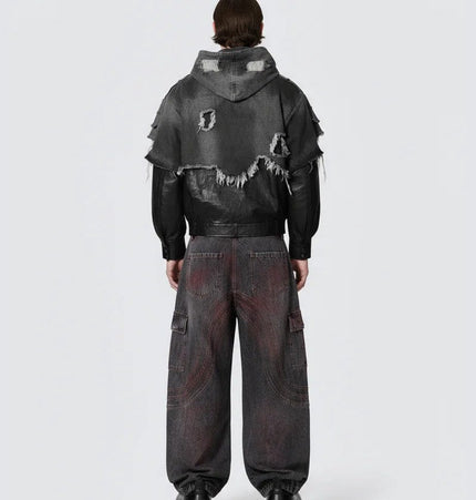 THETLSTUDIO Cross-border European and American high street vibe pants, jeans, American straight stitching, splashed ink, slightly flared trousers, men's one-piece delivery