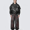 TALKLESSFASHION Cross-border European and American high street vibe pants, jeans, American straight stitching, splashed ink, slightly flared trousers, men's one-piece delivery
