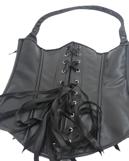 TALKLESSFASHION Cross-border shapewear, European and American corsets, halternecks, black leather, retro gothic corsets, punk clothing shaping