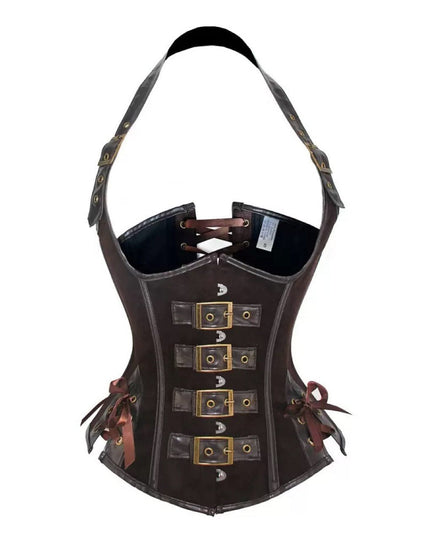 TALKLESSFASHION Cross-border shapewear, European and American corsets, halternecks, black leather, retro gothic corsets, punk clothing shaping