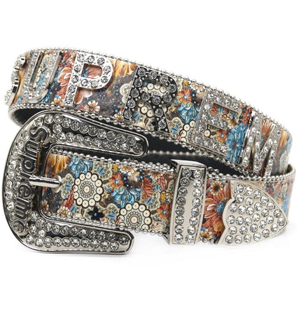 TALKLESSFASHION Cross-border trend print rhinestone belt