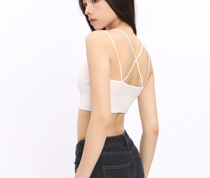 TALKLESSFASHION Crossing small suspender underwear vest with chest pad women's summer sexy beautiful back inner wear sports bandeau bra all-in-one tide