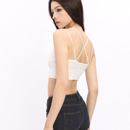 TALKLESSFASHION Crossing small suspender underwear vest with chest pad women's summer sexy beautiful back inner wear sports bandeau bra all-in-one tide
