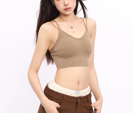 TALKLESSFASHION Crossing small suspender underwear vest with chest pad women's summer sexy beautiful back inner wear sports bandeau bra all-in-one tide