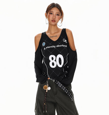 THETLSTUDIO Cyber-Sport Digital Off-Shoulder Top