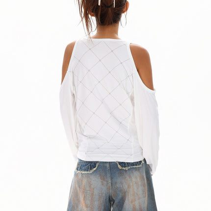 TALKLESSFASHION Cyber-Sport Digital Off-Shoulder Top
