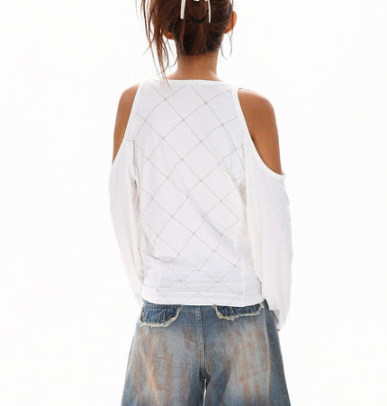 THETLSTUDIO Cyber-Sport Digital Off-Shoulder Top