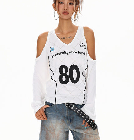 THETLSTUDIO Cyber-Sport Digital Off-Shoulder Top