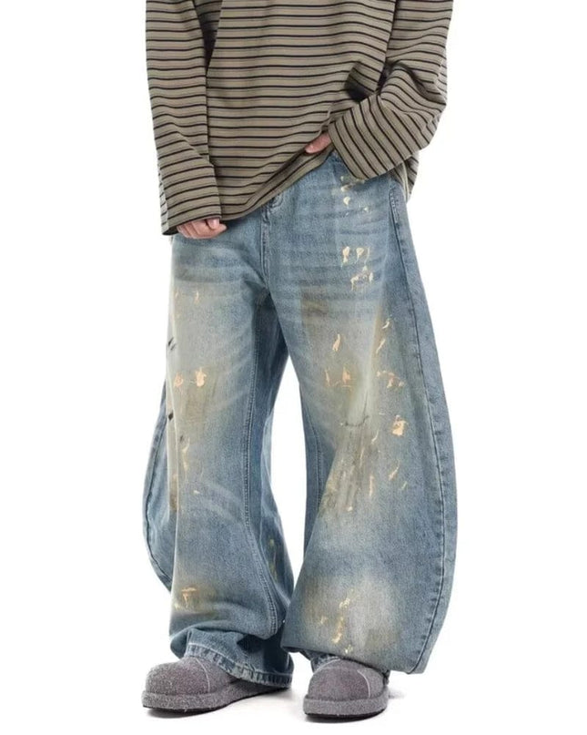 TALKLESSFASHION Cyber washed Blue Baggy Jeans  --4848