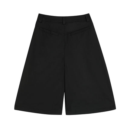 TALKLESSFASHION D2507 American Retro Unisex Street Deconstructed Pleated Design Men's Loose Casual Capri Shorts