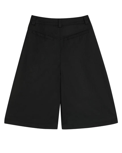 TALKLESSFASHION D2507 American Retro Unisex Street Deconstructed Pleated Design Men's Loose Casual Capri Shorts