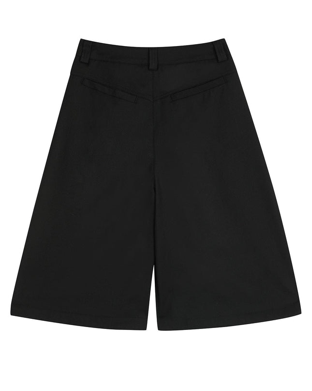 TALKLESSFASHION D2507 American Retro Unisex Street Deconstructed Pleated Design Men's Loose Casual Capri Shorts