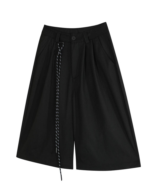 TALKLESSFASHION D2507 American Retro Unisex Street Deconstructed Pleated Design Men's Loose Casual Capri Shorts