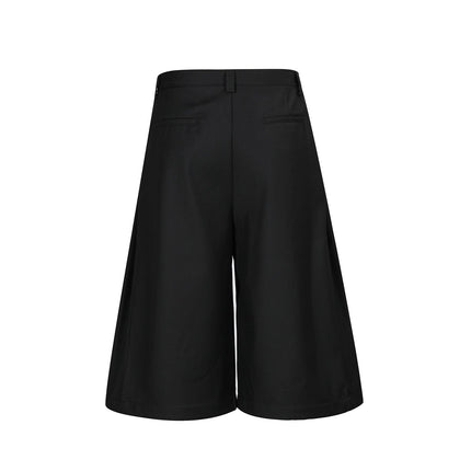 TALKLESSFASHION D2509 American Retro Unisex Pendant Trendy Pleated Design Men's Loose Casual Capri Shorts