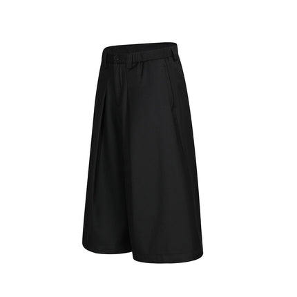 TALKLESSFASHION D2509 American Retro Unisex Pendant Trendy Pleated Design Men's Loose Casual Capri Shorts