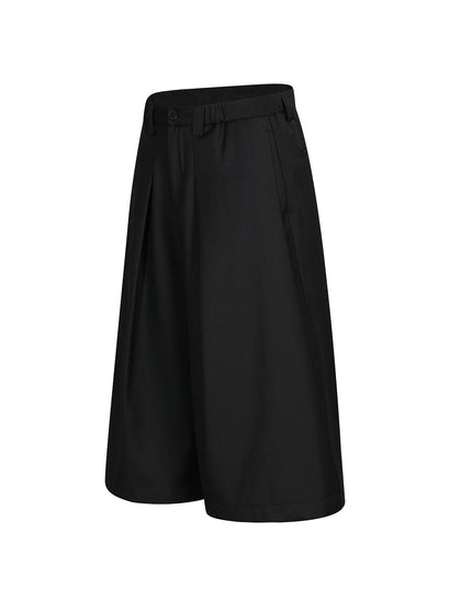 TALKLESSFASHION D2509 American Retro Unisex Pendant Trendy Pleated Design Men's Loose Casual Capri Shorts
