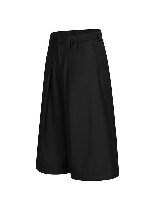 TALKLESSFASHION D2509 American Retro Unisex Pendant Trendy Pleated Design Men's Loose Casual Capri Shorts