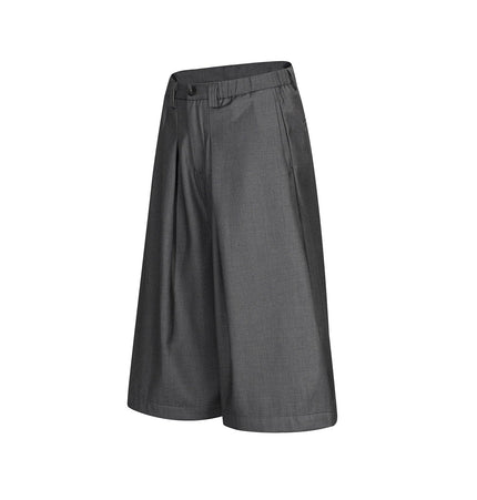 TALKLESSFASHION D2509 American Retro Unisex Pendant Trendy Pleated Design Men's Loose Casual Capri Shorts
