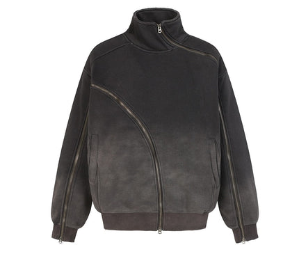 TALKLESSFASHION Deconstructed Gradient Zipper Jacket