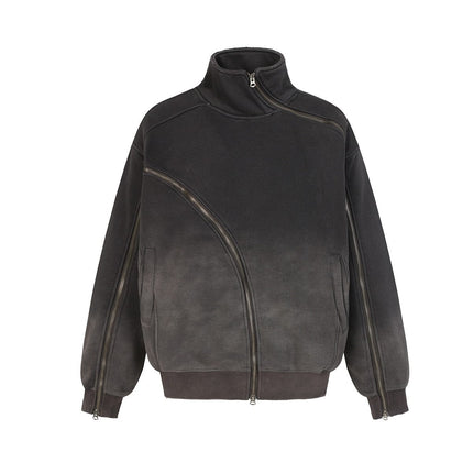 TALKLESSFASHION Deconstructed Gradient Zipper Jacket