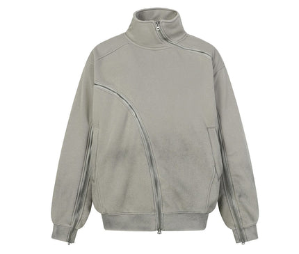 TALKLESSFASHION Deconstructed Gradient Zipper Jacket