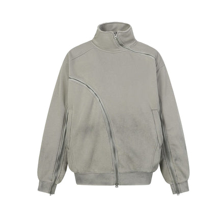TALKLESSFASHION Deconstructed Gradient Zipper Jacket