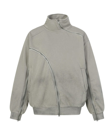 TALKLESSFASHION Deconstructed Gradient Zipper Jacket