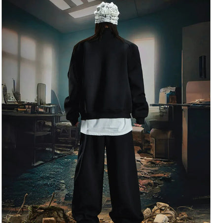 TALKLESSFASHION Deconstructed High-Weight Zipper Sweat Set