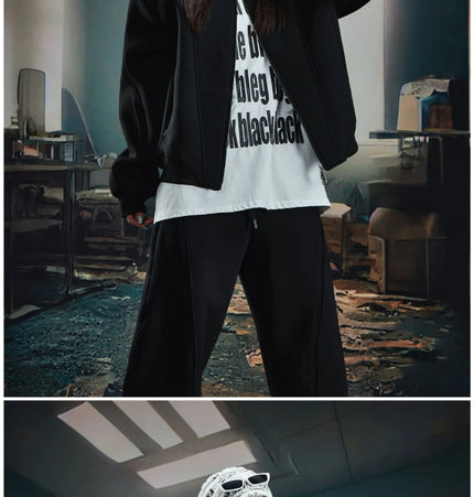 TALKLESSFASHION Deconstructed High-Weight Zipper Sweat Set