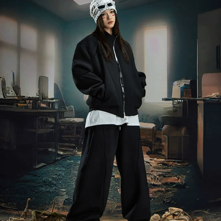 TALKLESSFASHION Deconstructed High-Weight Zipper Sweat Set