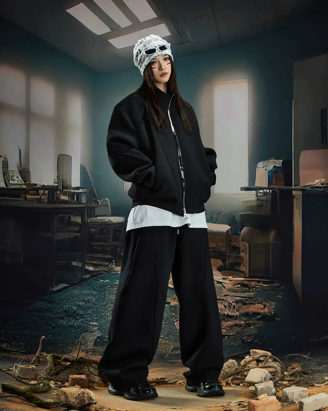 TALKLESSFASHION Deconstructed High-Weight Zipper Sweat Set