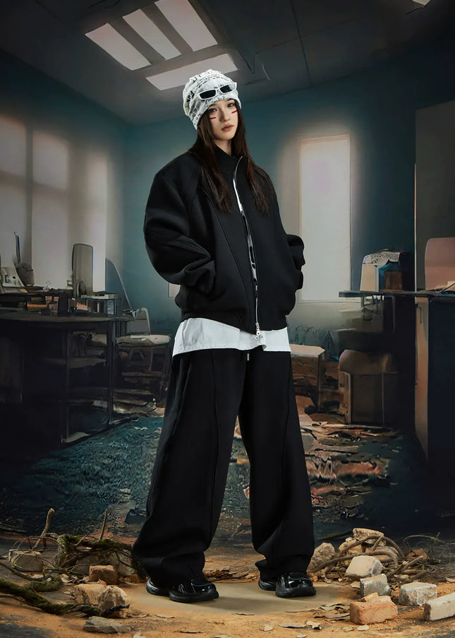 TALKLESSFASHION Deconstructed High-Weight Zipper Sweat Set
